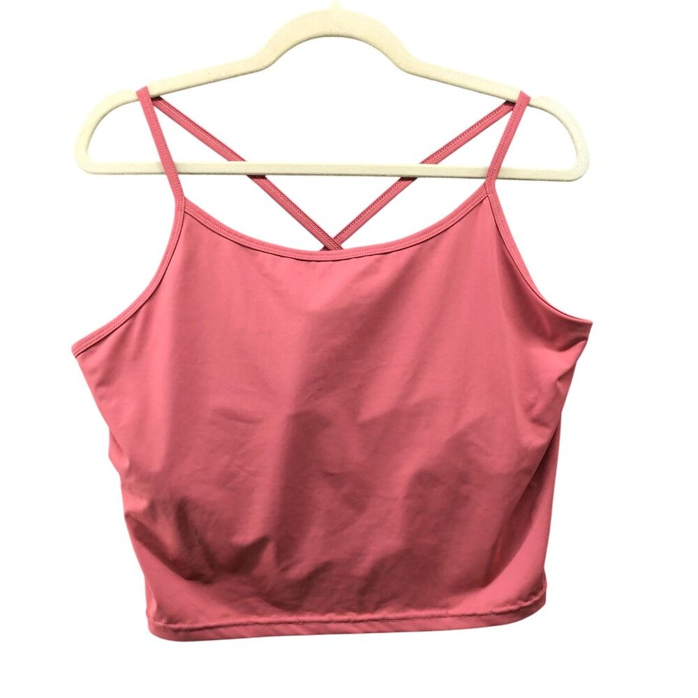 Flex Time Sports Bra‎ Cami Top Womens XL Pink Cropped Longline Training Active